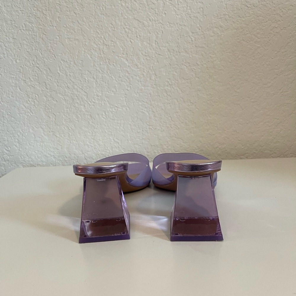 bp Lavender Patent Slide Mules with Faceted Block Heel - Picture 4 of 7